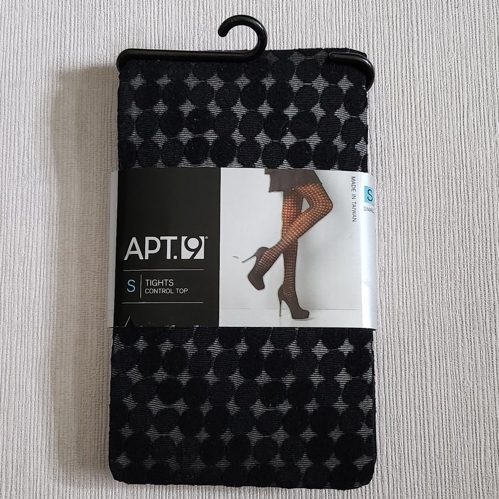 New Apt. 9 Control Top Black Dot Tights. Size Small.